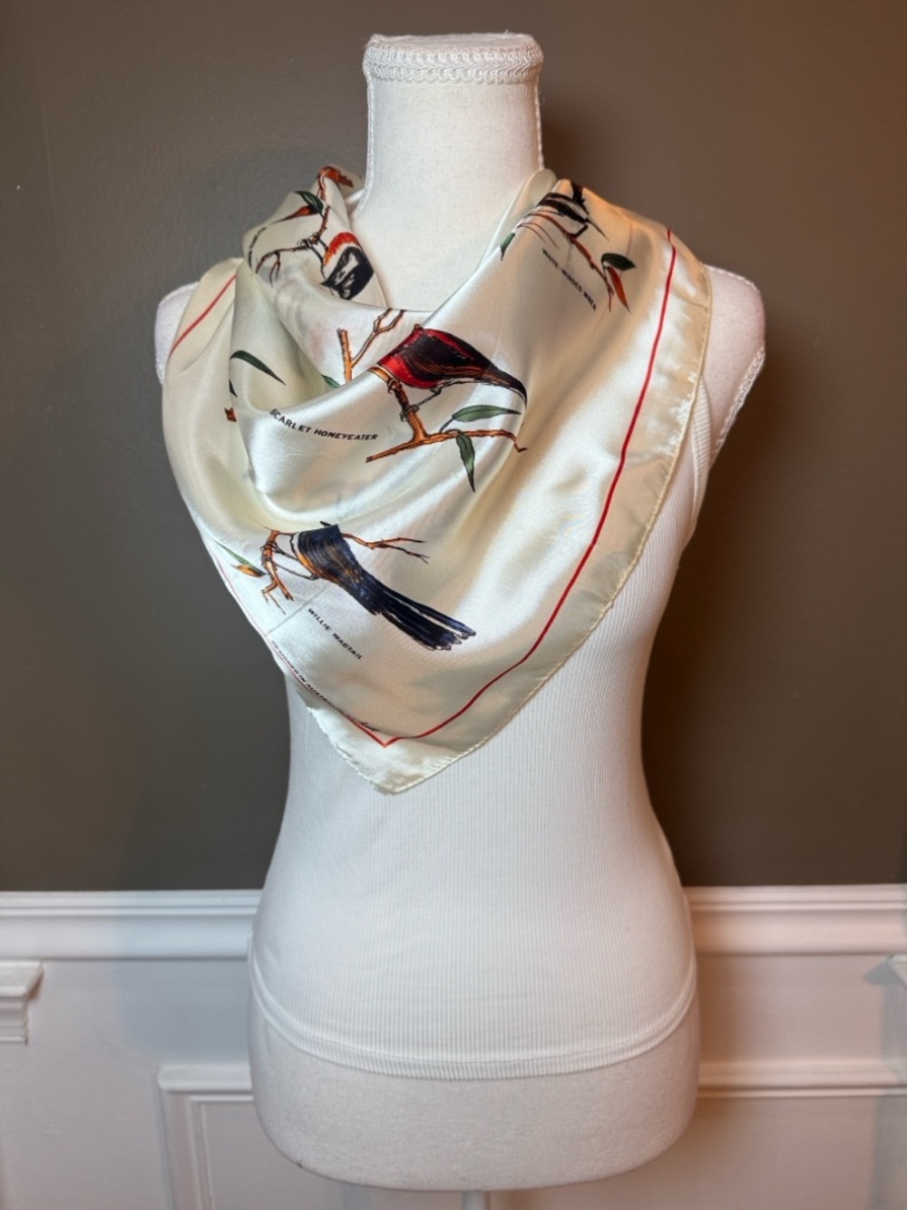 Vintage Heil Australian Birds Scarf Novelty Print Japan